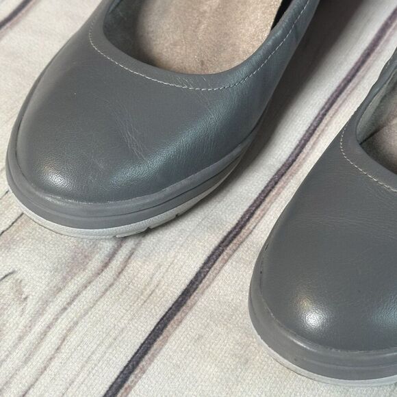 Vionic Jacey Wedge Shoes 8.5 Wide Women Slip on Comfort Gray Leather Support - Picture 4 of 9